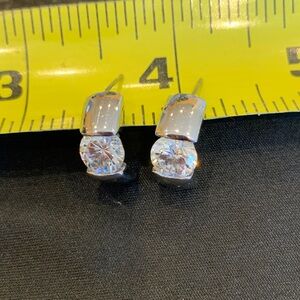 Silver Earrings with Crystal Accent